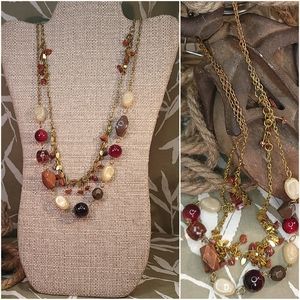 Red earth toned beaded necklace